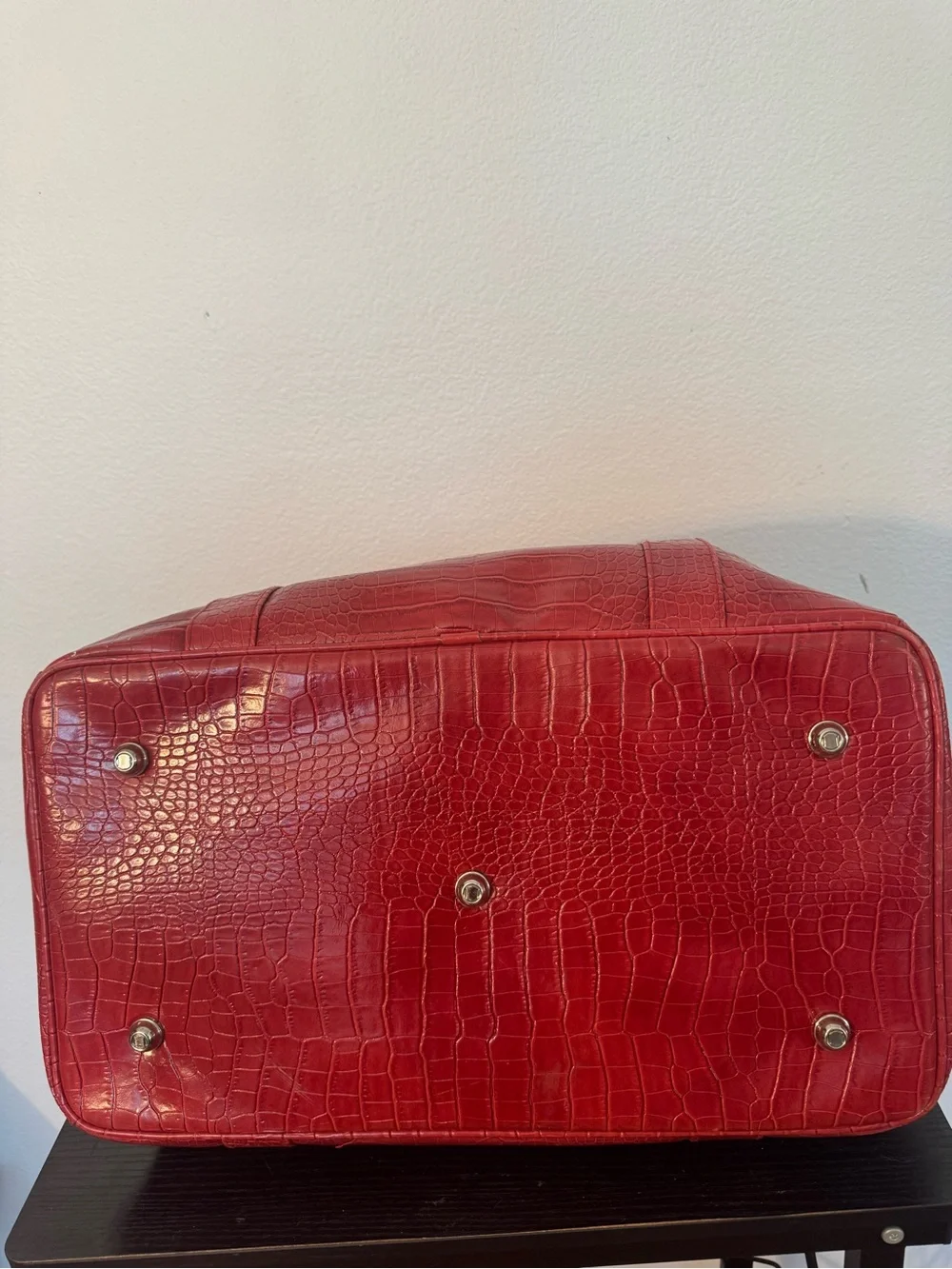 Bath & Body Works Red Faux-Croc Duffle Bag